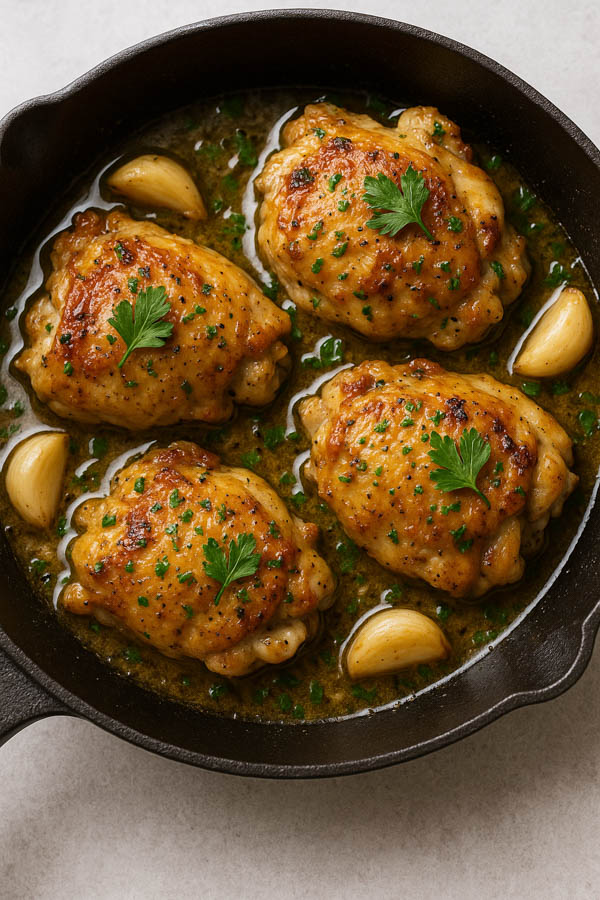 Skillet Garlic Butter Chicken Thighs